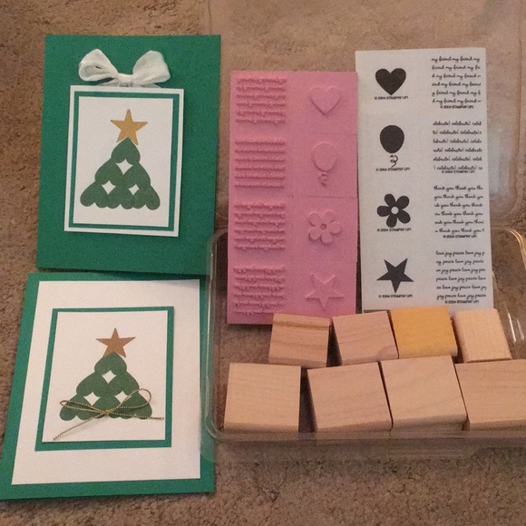 Stampin’ Up! Mini Messages stamp set with 2 completed Holiday cards. New in box - Picture 1 of 10